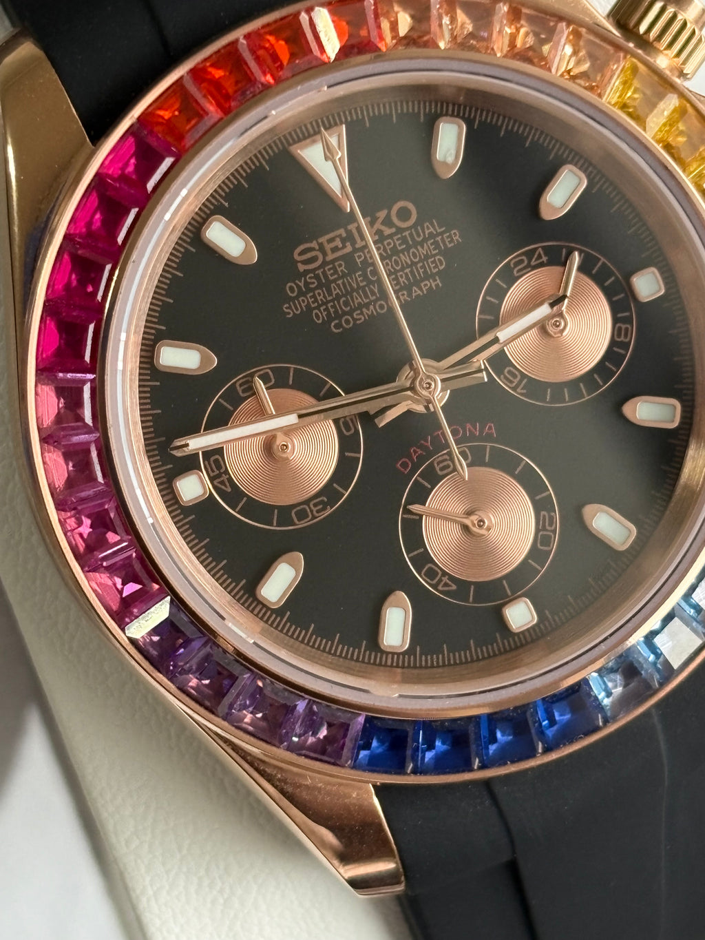 Seiko Mod Daytona Oysterflex | Black Rainbow