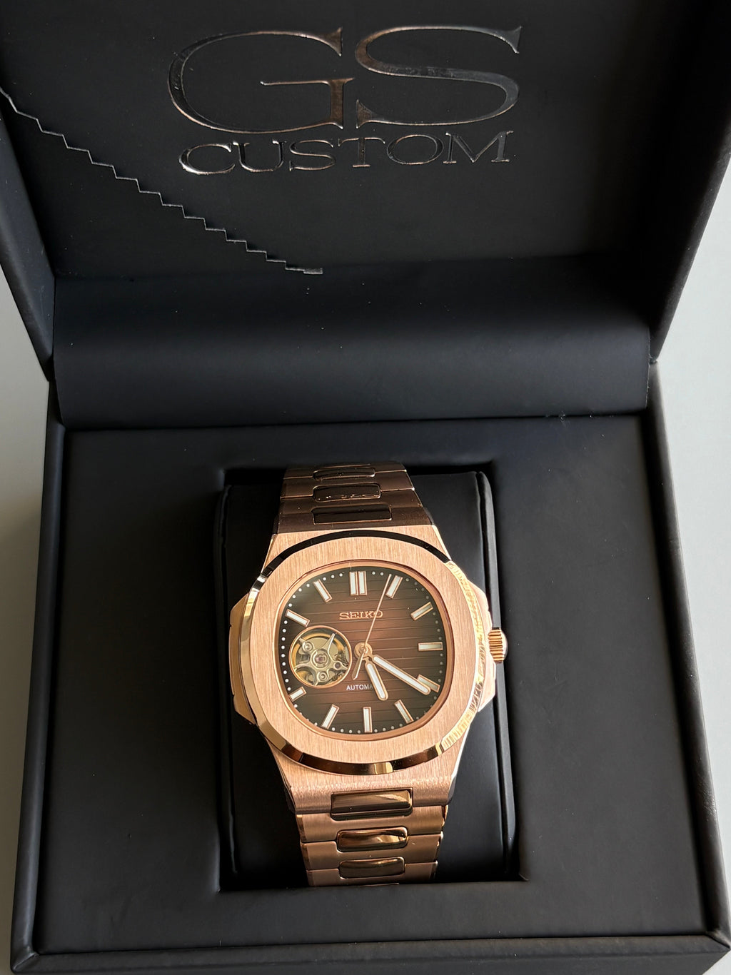 Seiko Mod Nautilus Open Heart |OR Rose