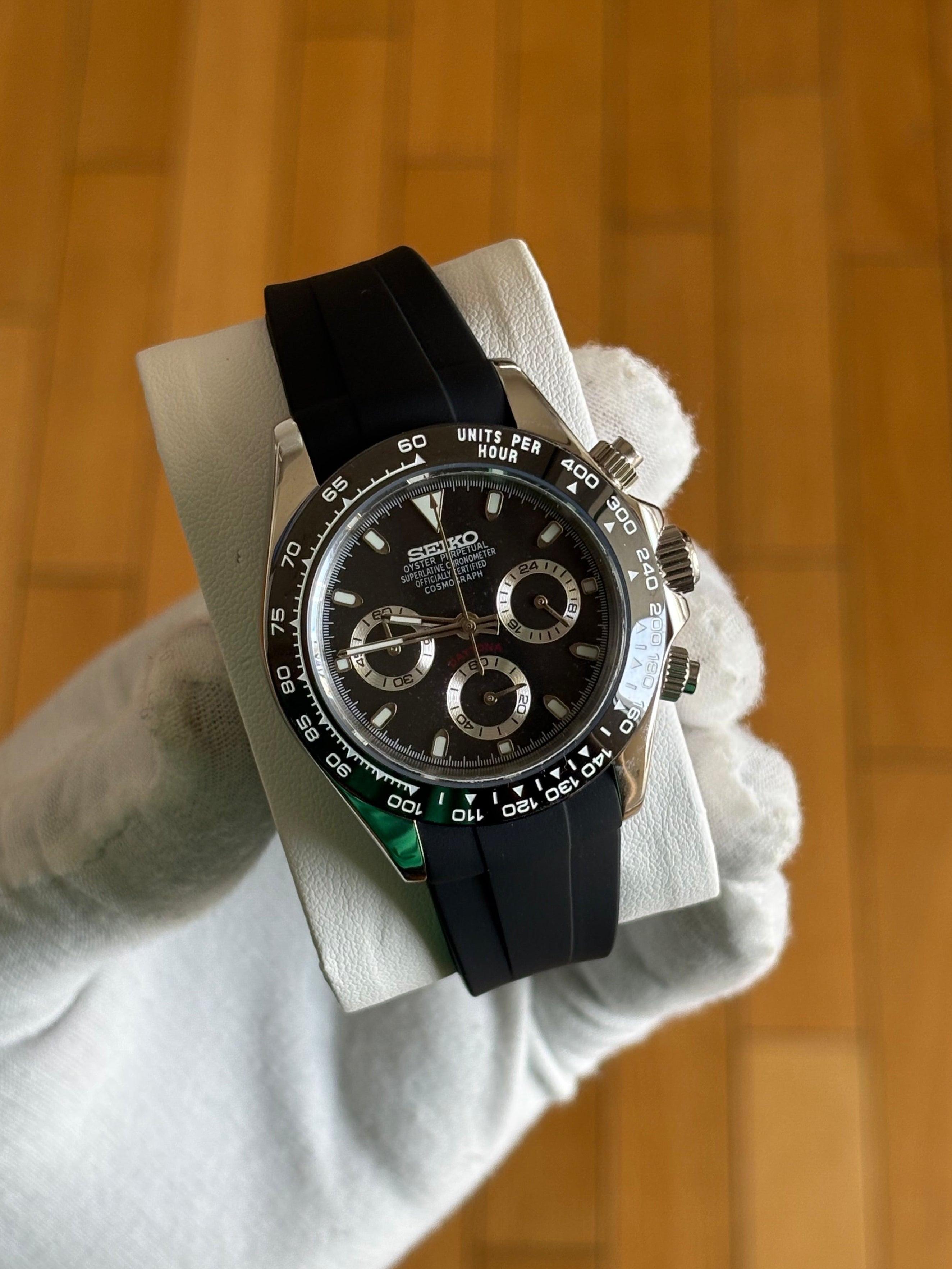 Seiko Mod Daytona Oysterflex |Black