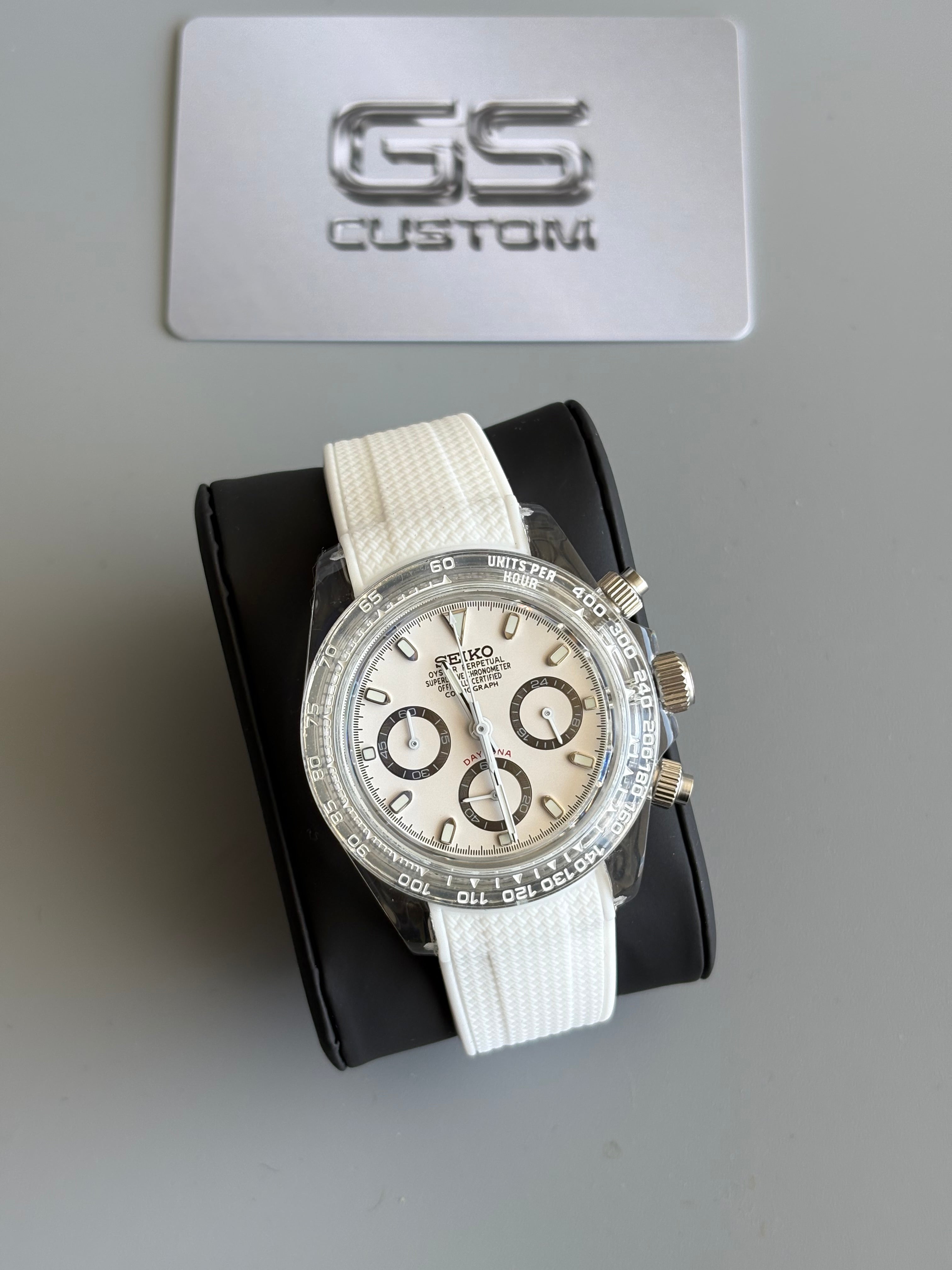 Seiko Mod Daytona Clear | White Snow