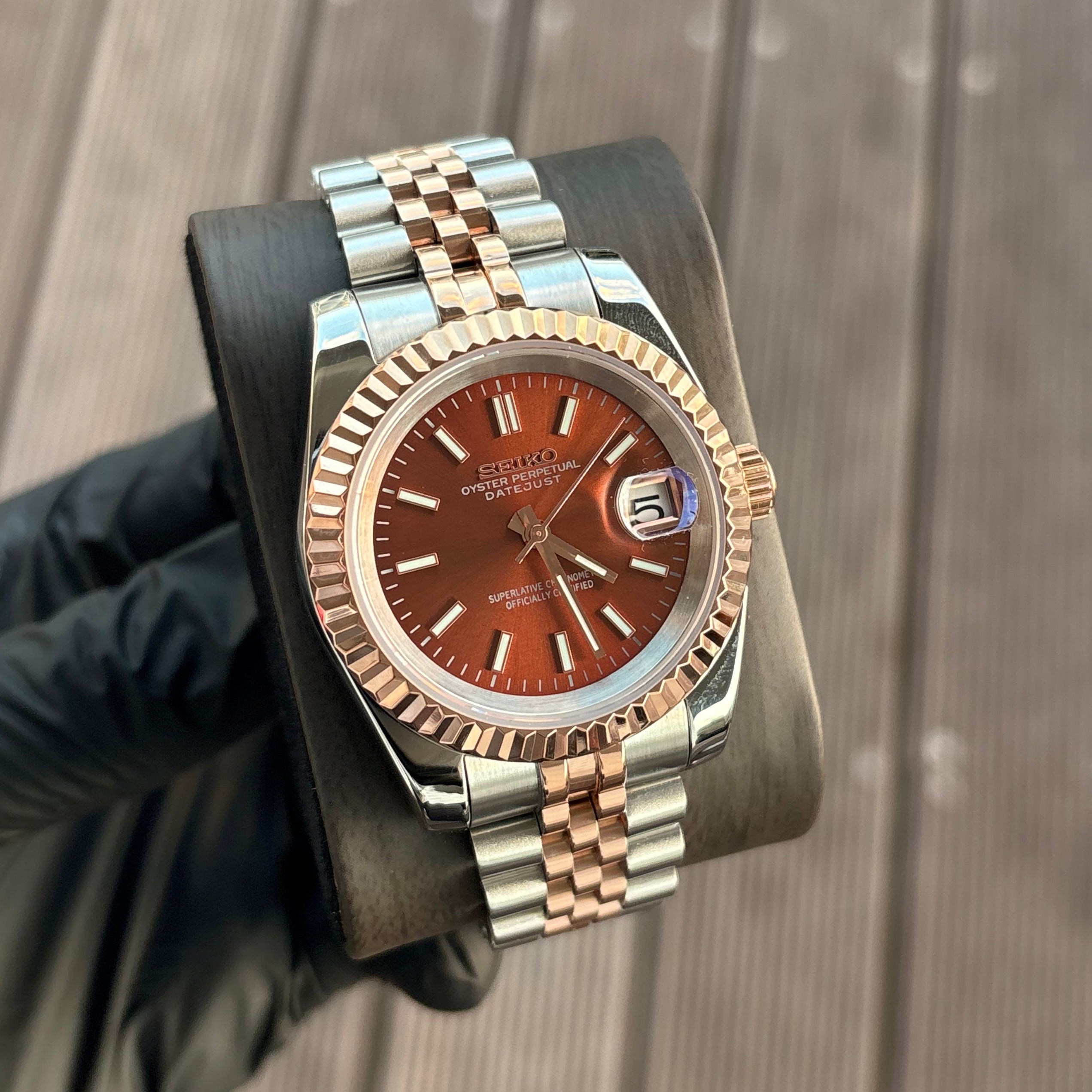 Seiko Mod Datejust | Bicolore Or Rose