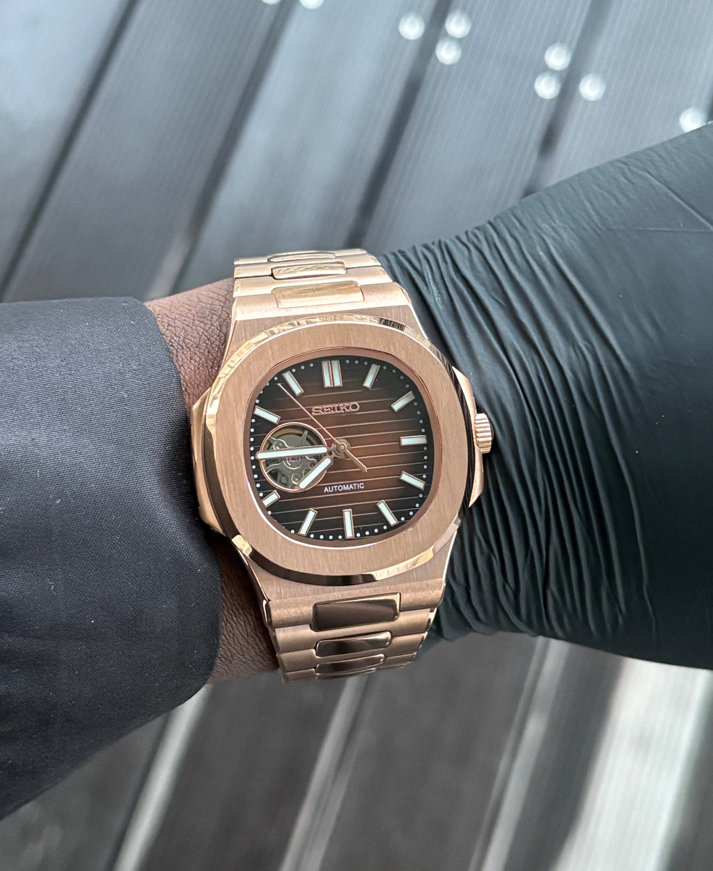 Seiko Mod Nautilus Open Heart |OR Rose