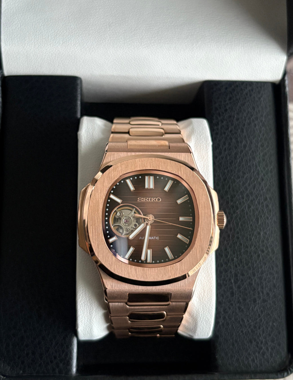 Seiko Mod Nautilus Open Heart |OR Rose