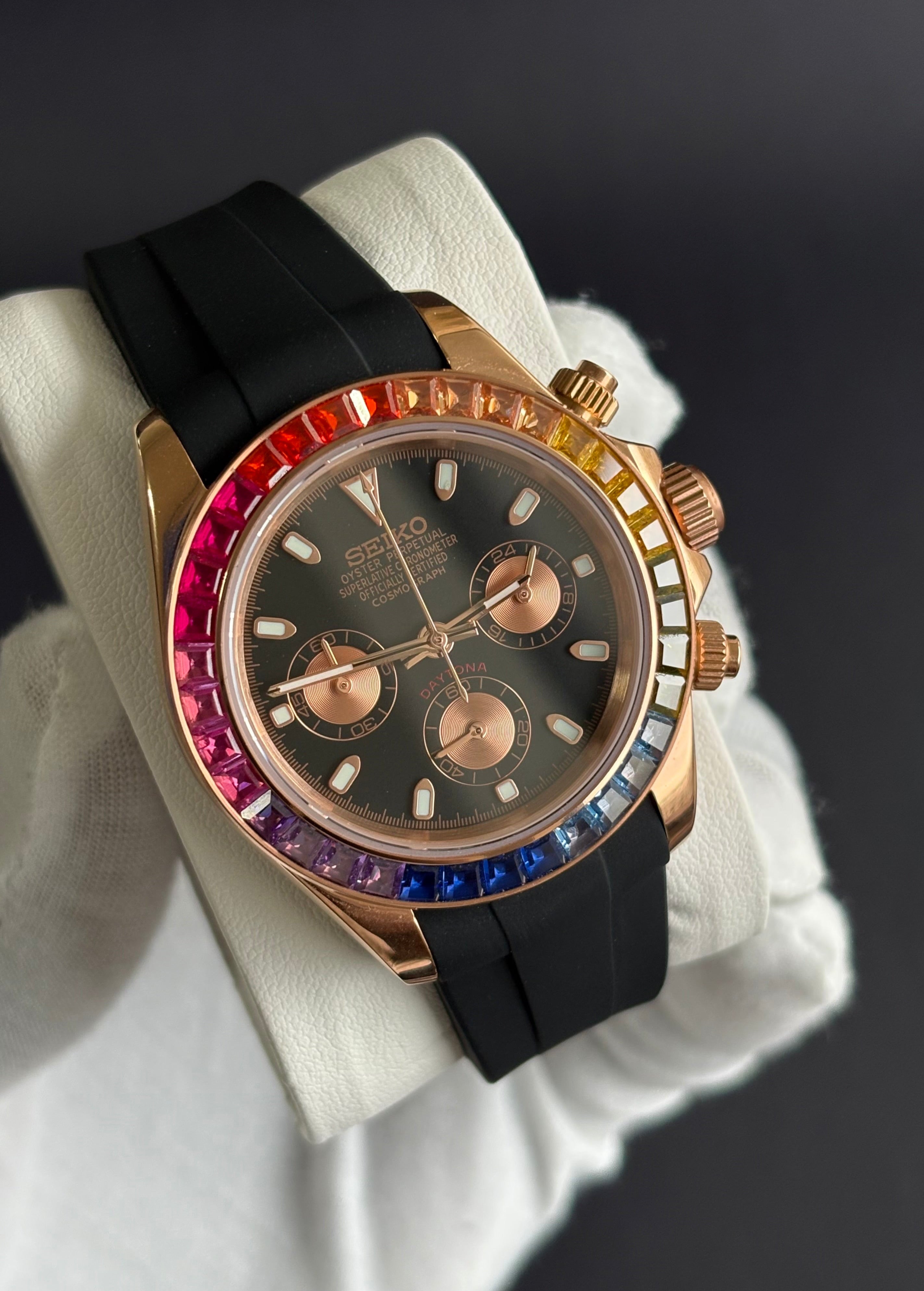 Seiko Mod Daytona Oysterflex | Black Rainbow