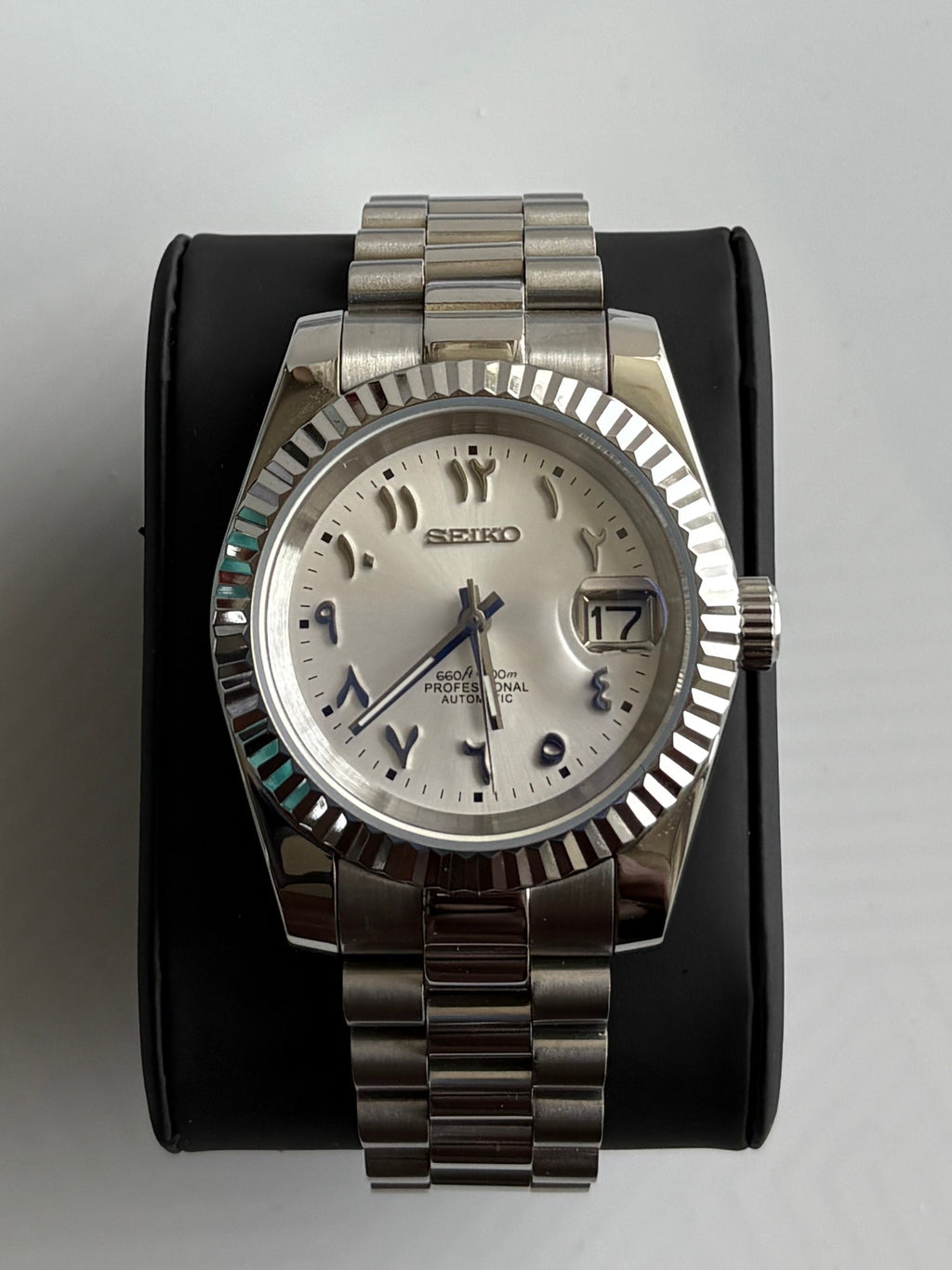 Seiko Mod Datejust Présidentielle Arabic | Blanc Polaire
