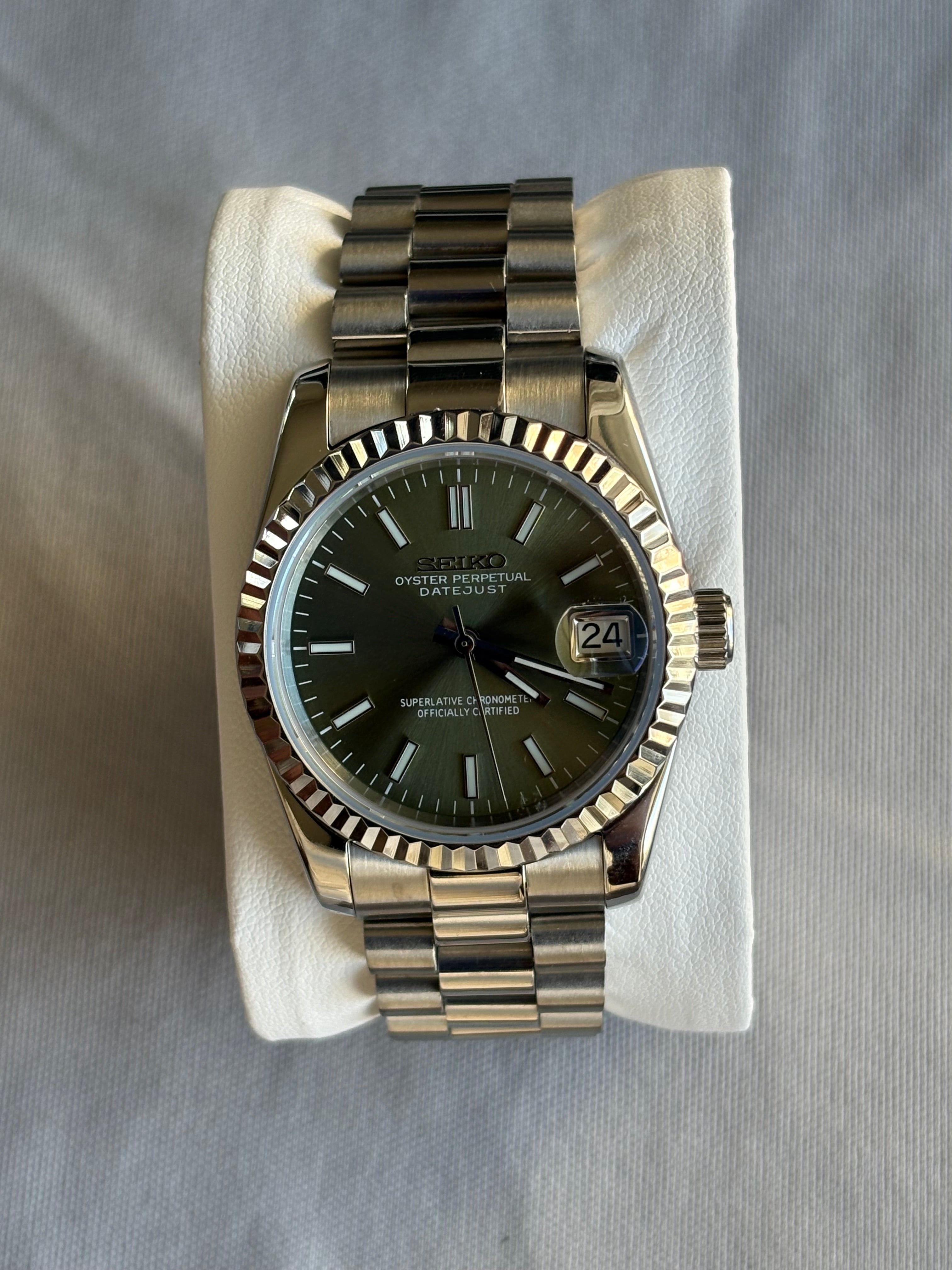 Seiko Mod Datejust | Olive Présidentielle 36mm