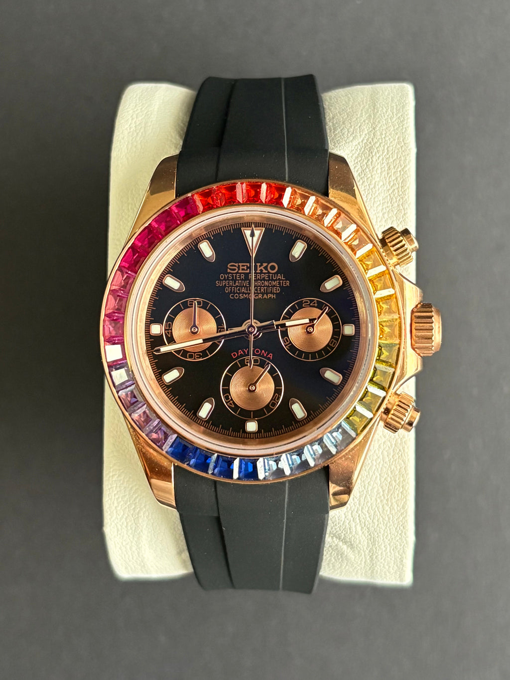 Seiko Mod Daytona Oysterflex | Black Rainbow