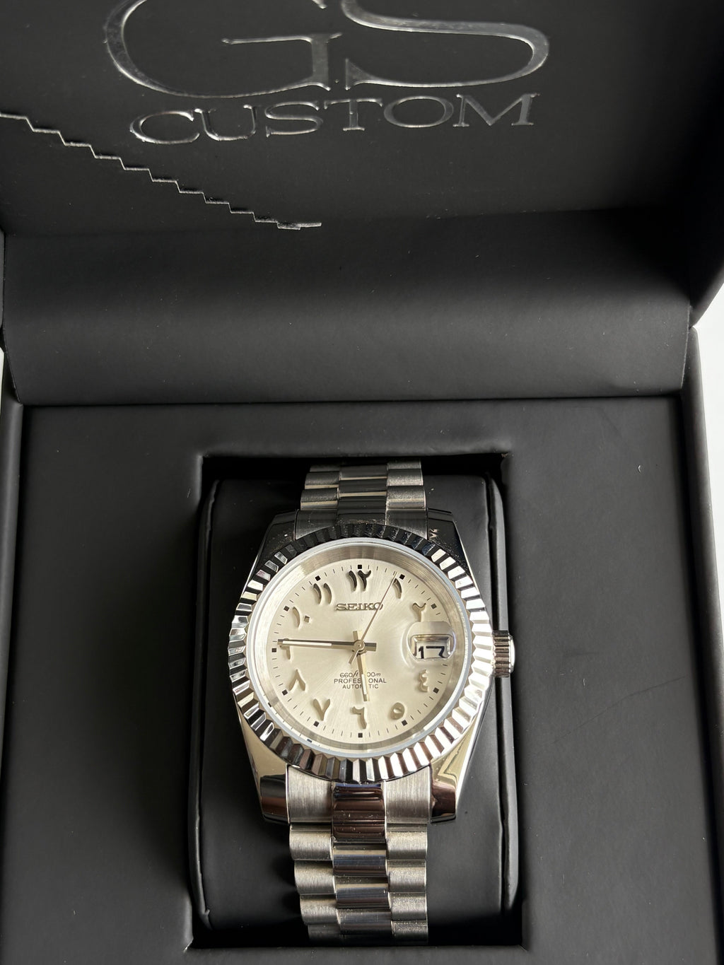 Seiko Mod Datejust Présidentielle Arabic | Blanc Polaire