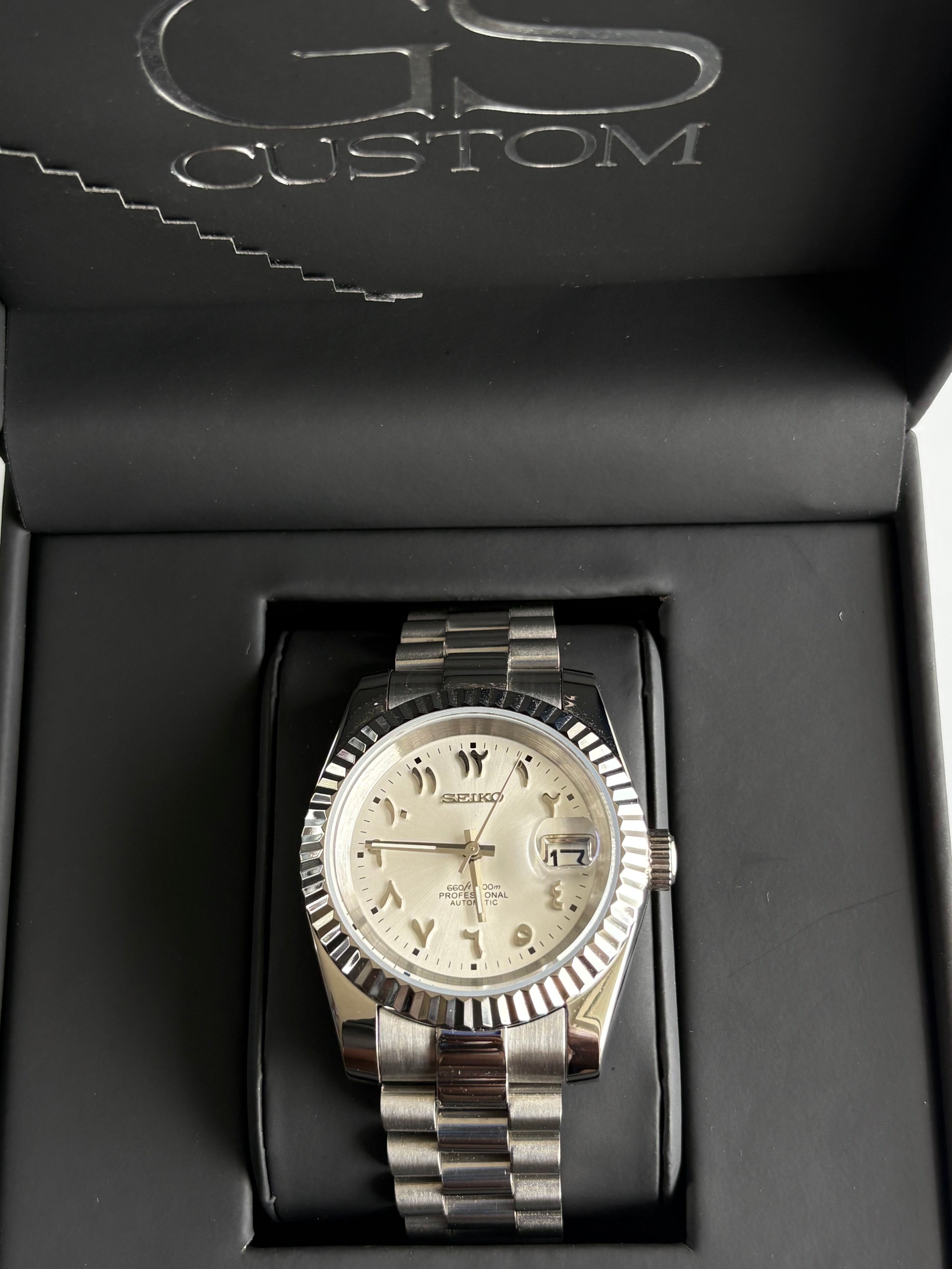 Seiko Mod Datejust Présidentielle Arabic | Blanc Polaire