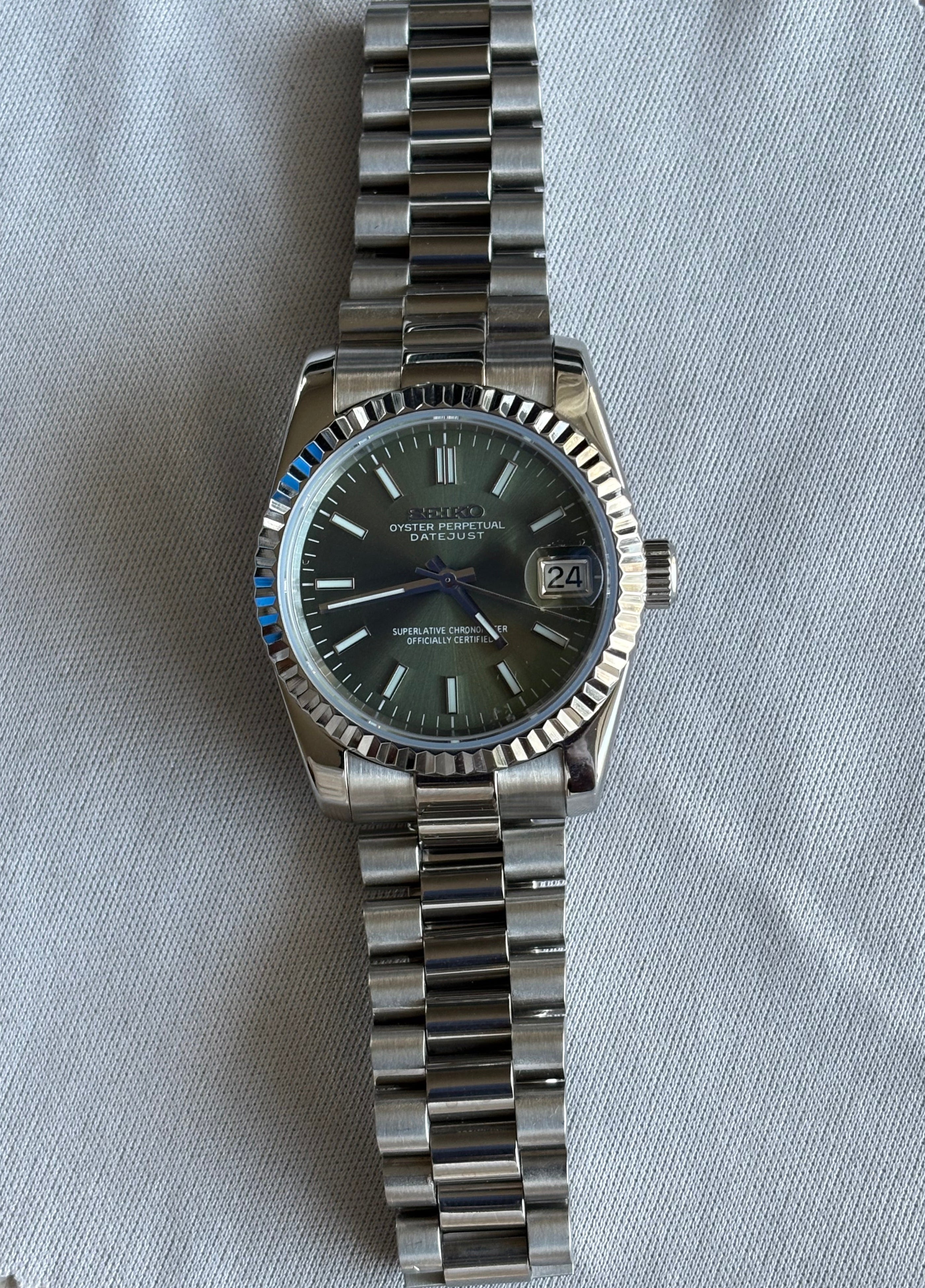 Seiko Mod Datejust | Olive Présidentielle 36mm