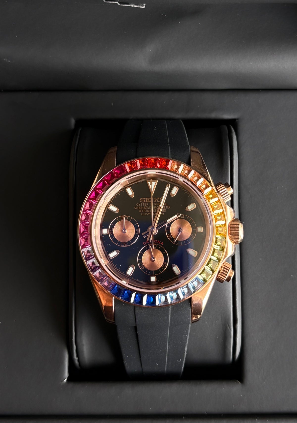 Seiko Mod Daytona Oysterflex | Black Rainbow