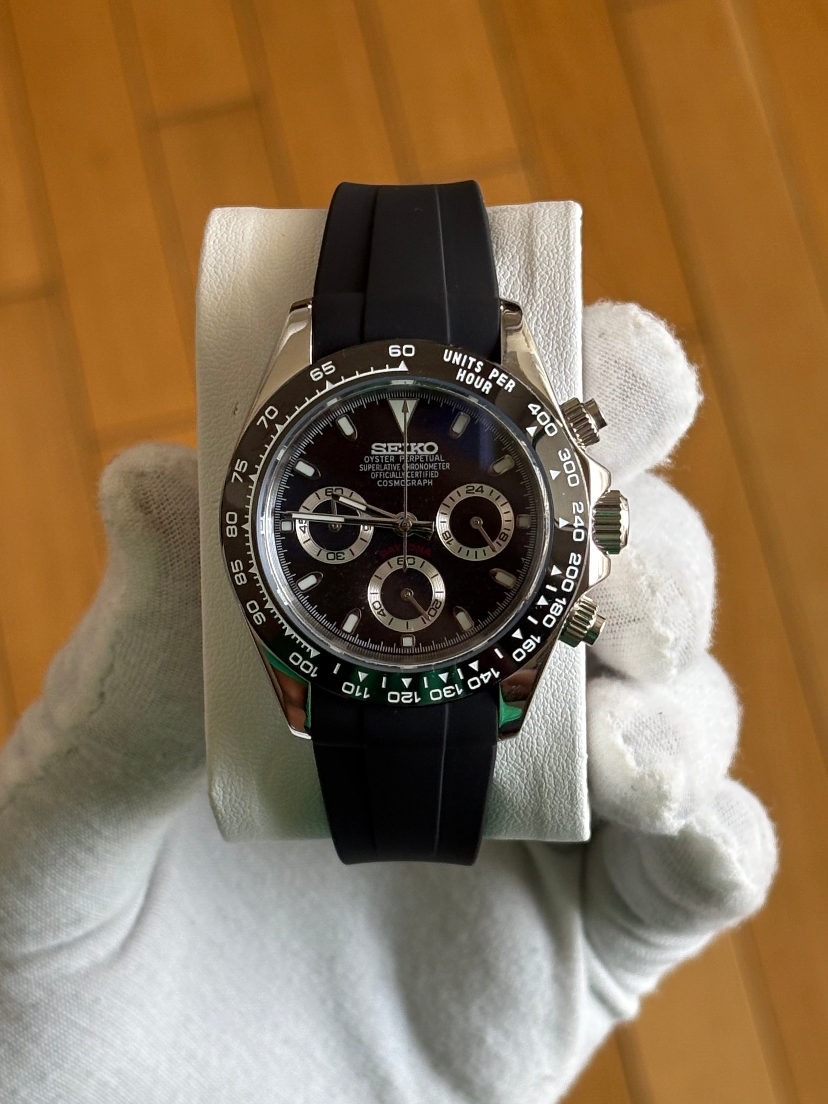 Seiko Mod Daytona Oysterflex |Black