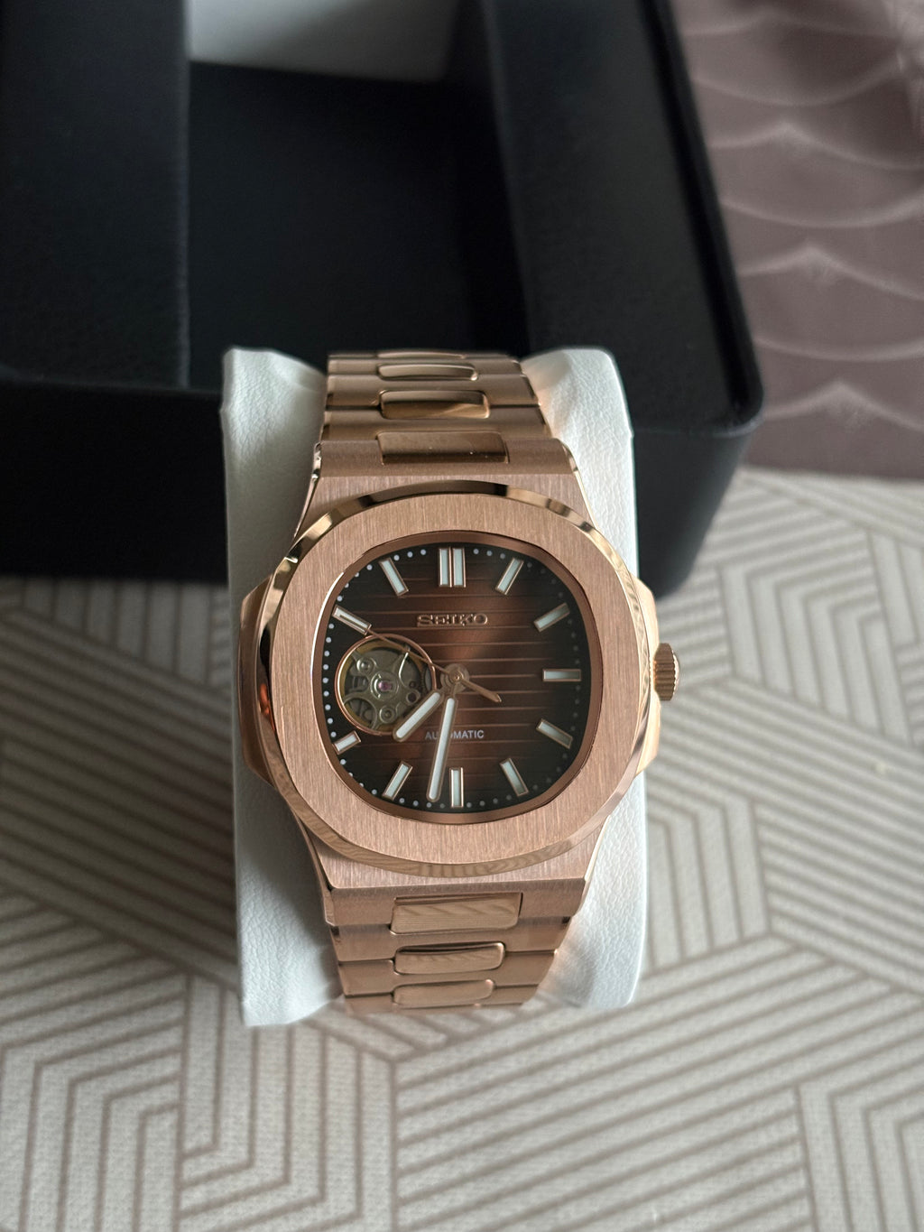 Seiko Mod Nautilus Open Heart |OR Rose