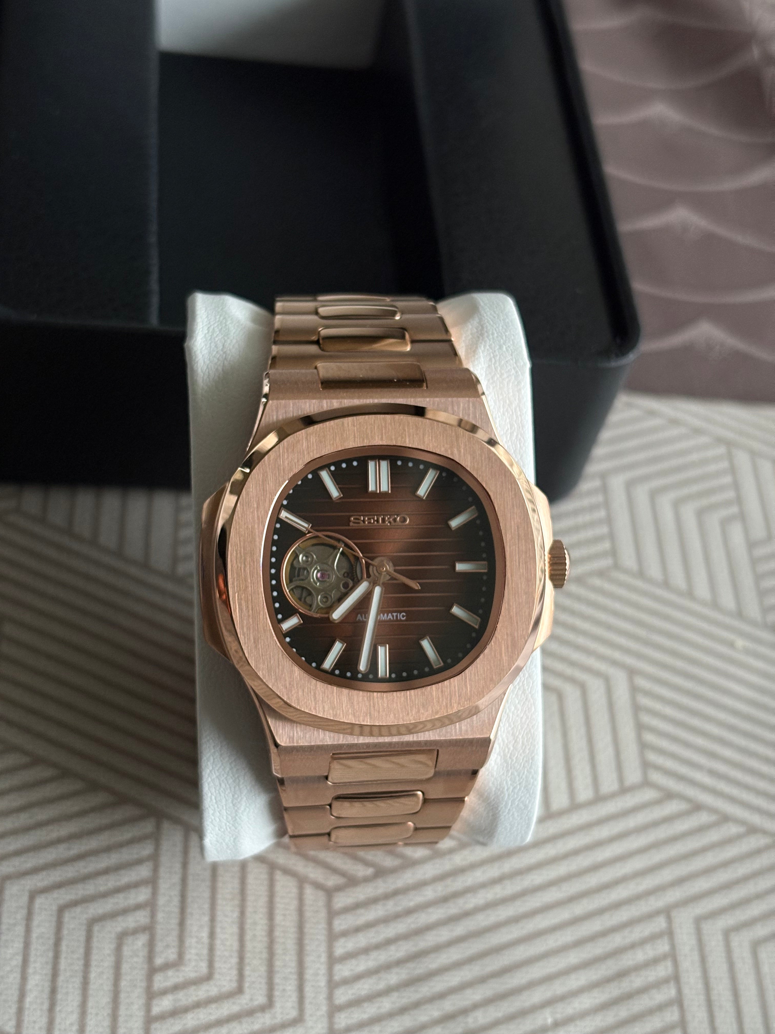 Seiko Mod Nautilus Open Heart |OR Rose