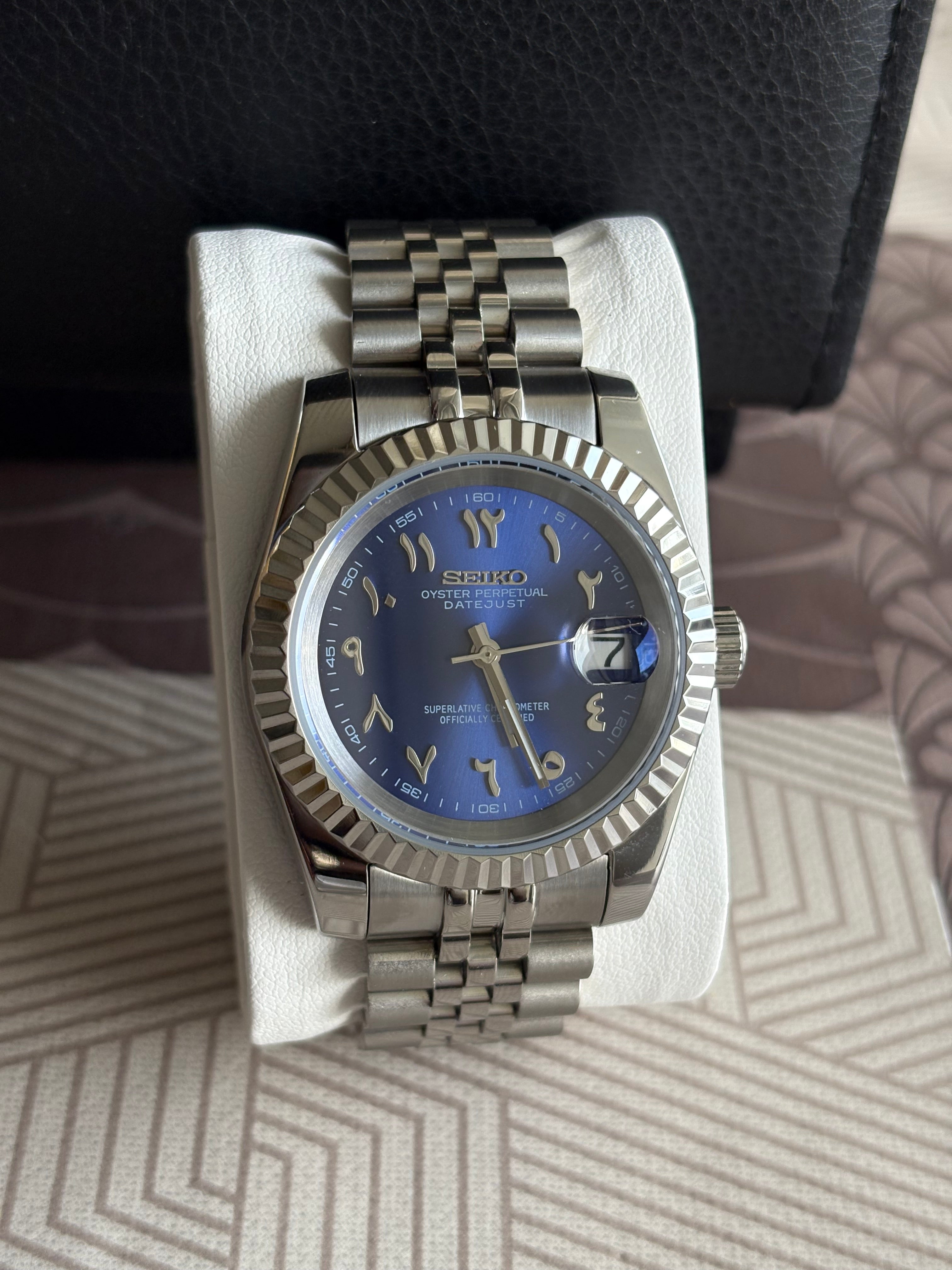 Seiko Mod Datejust Arabic | Bleu Marine