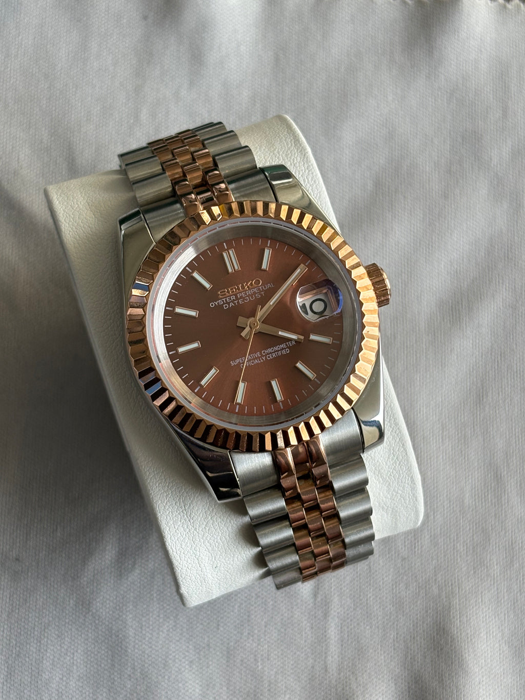 Seiko Mod Datejust | Bicolore Or Rose