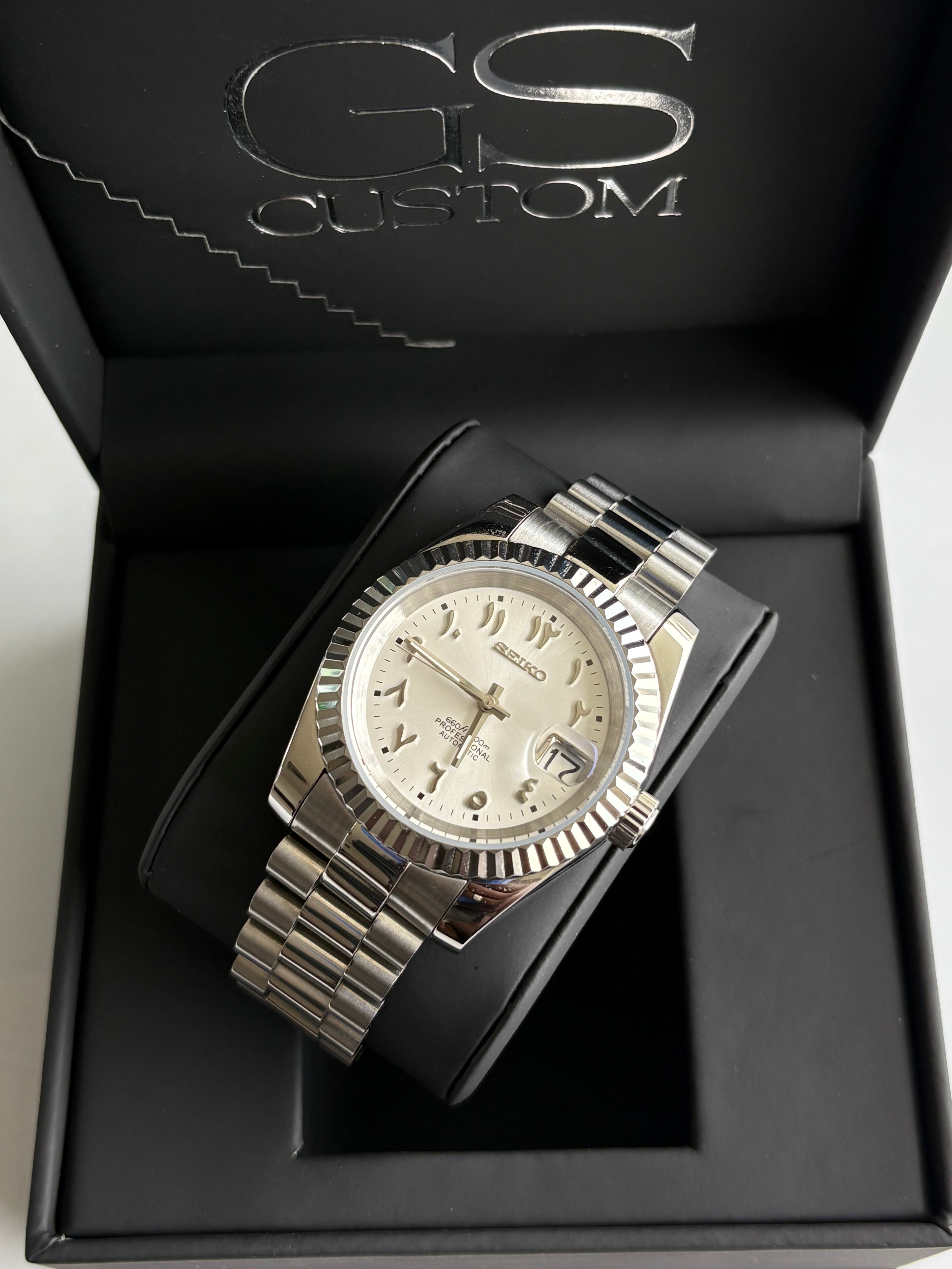 Seiko Mod Datejust Présidentielle Arabic | Blanc Polaire