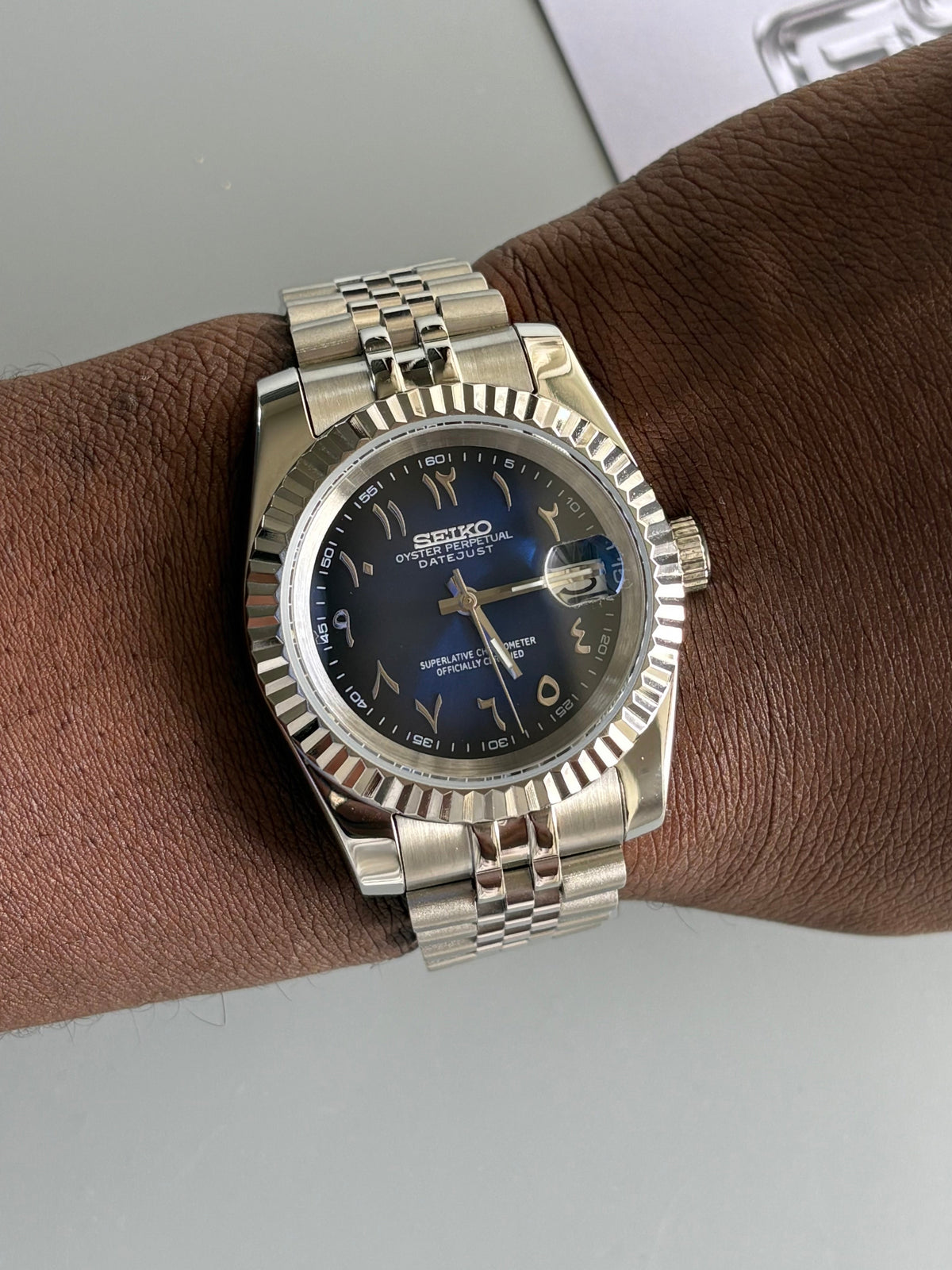 Seiko Mod Datejust Arabic | Ombré Bleu