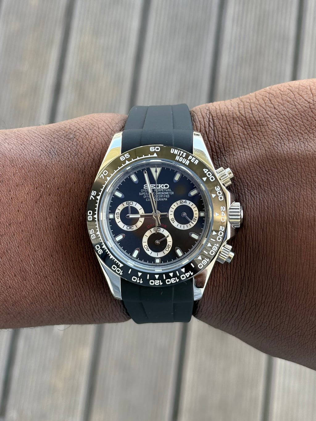Seiko Mod Daytona Oysterflex |Black