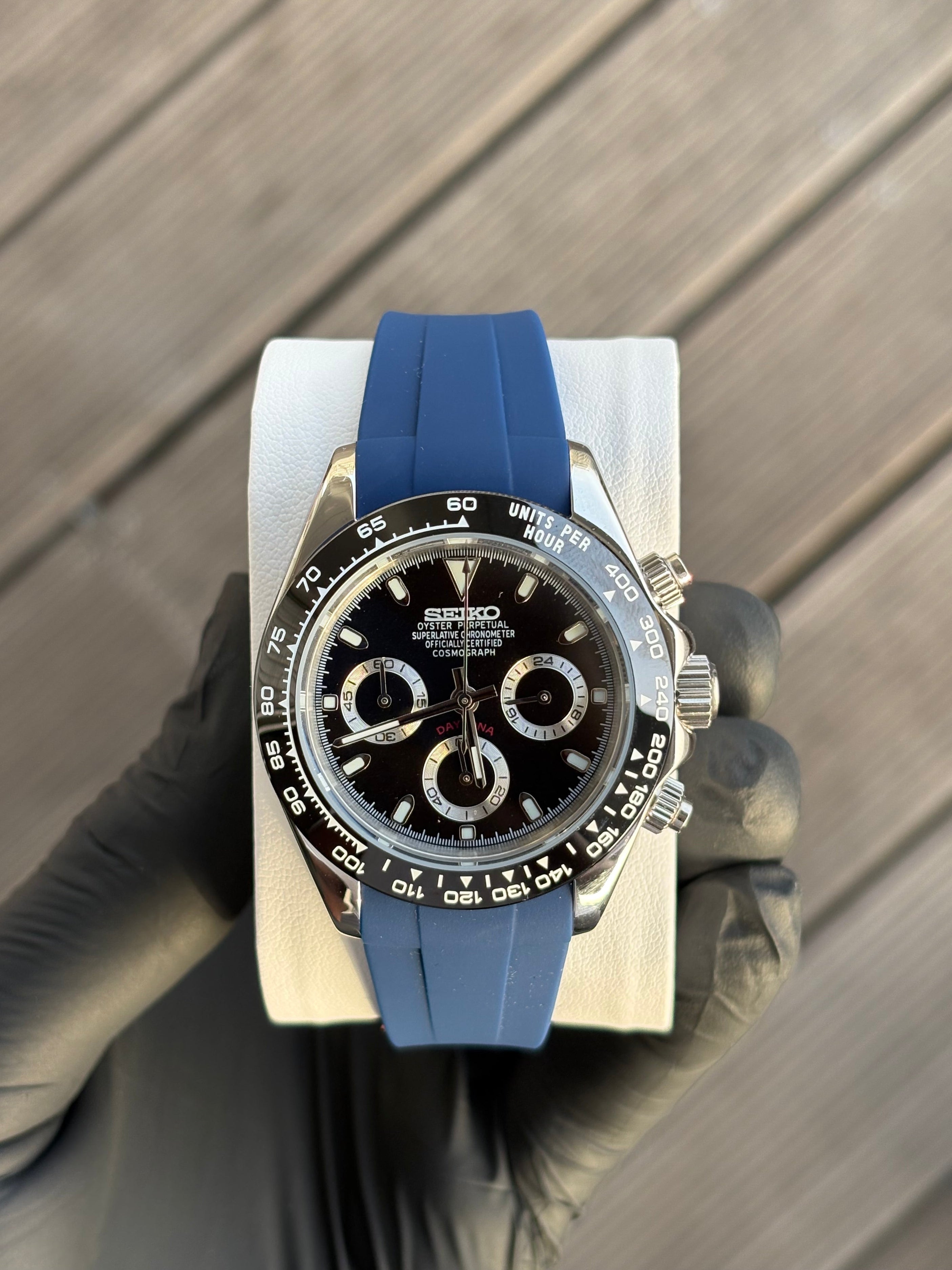 Seiko Mod Daytona Oysterflex | Bleue Marine