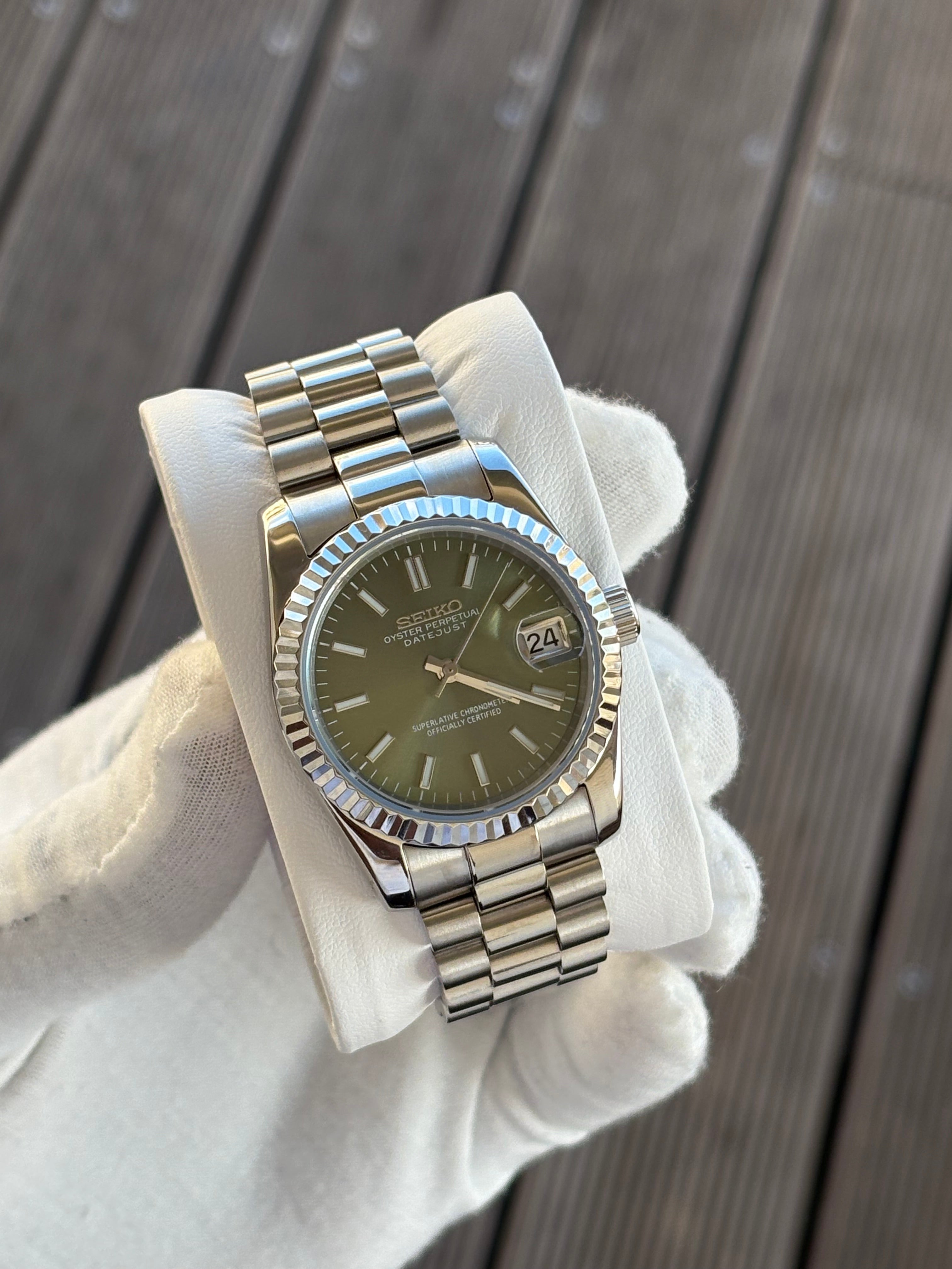 Seiko Mod Datejust | Olive Présidentielle 36mm