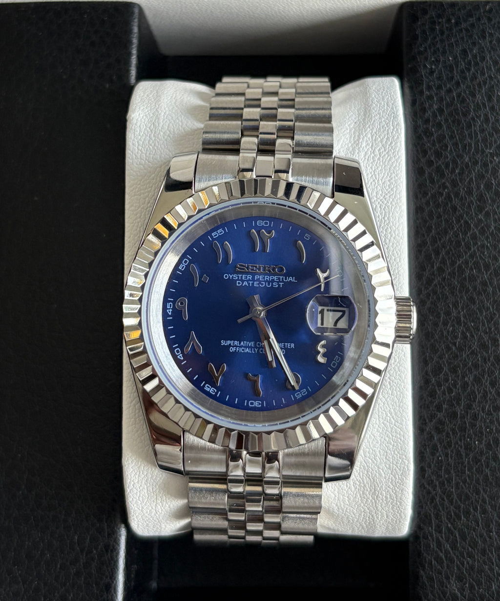 Seiko Mod Datejust Arabic | Bleu Marine