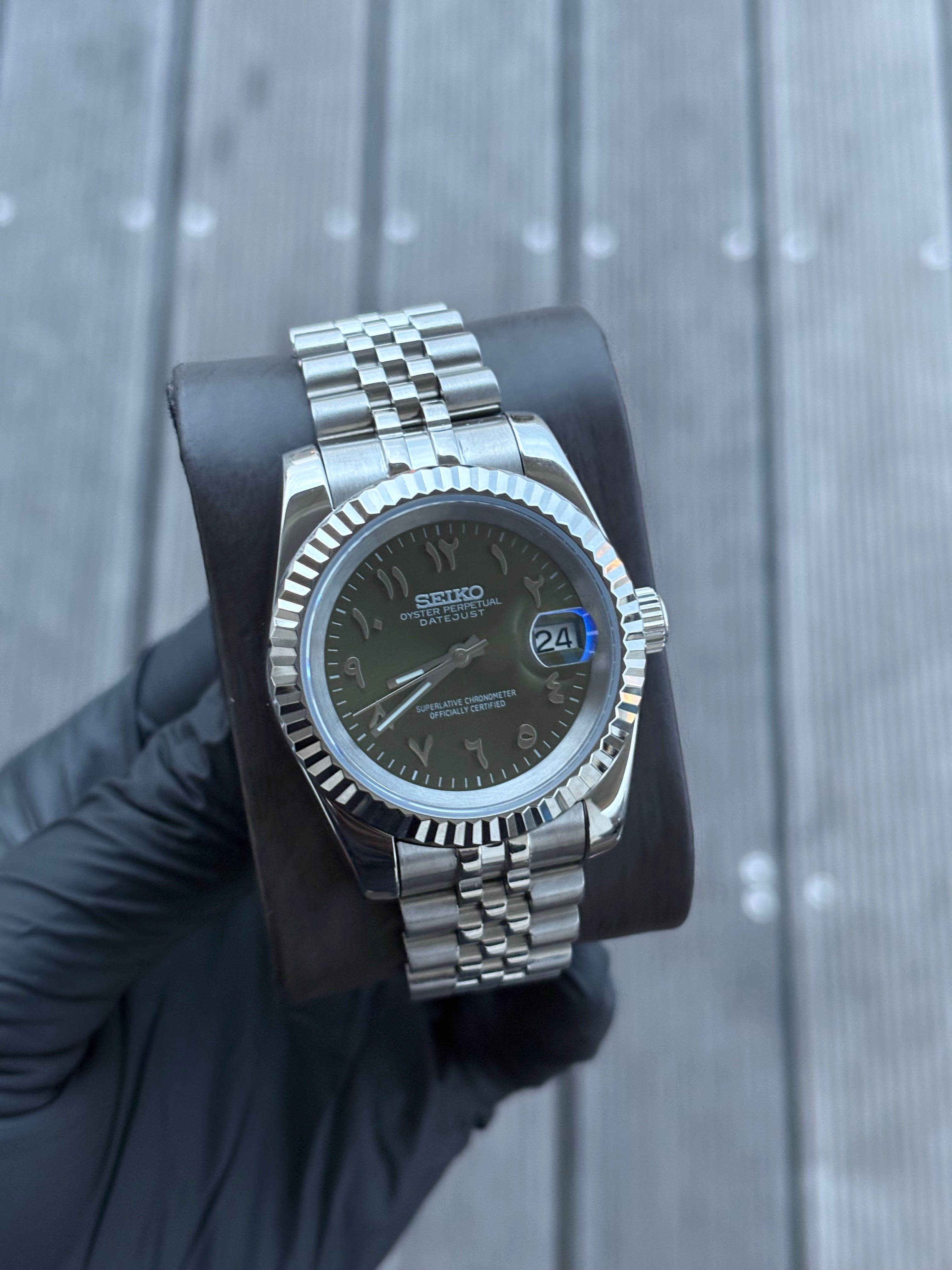Seiko Mod Datejust Arabic | Olive