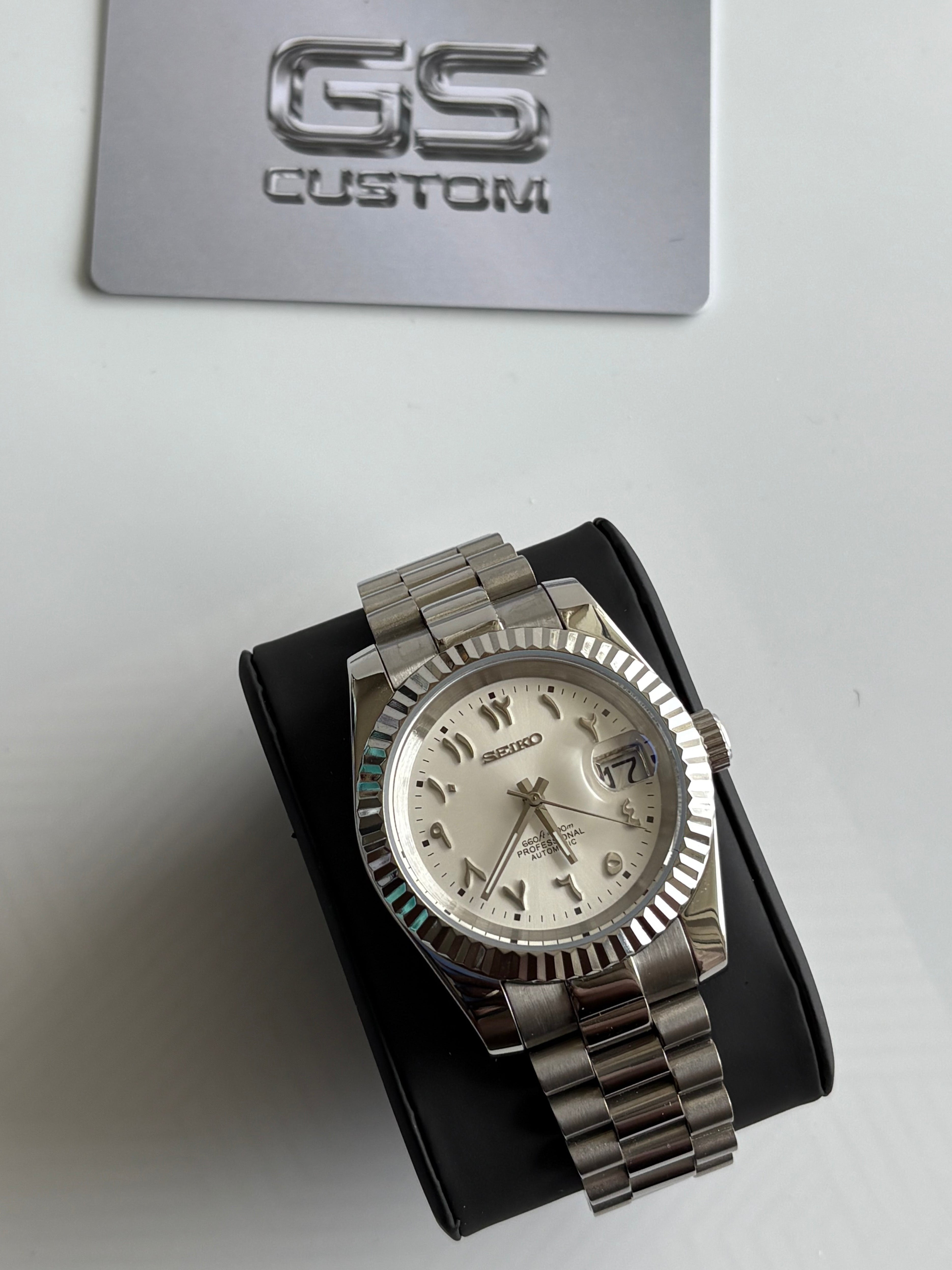 Seiko Mod Datejust Présidentielle Arabic | Blanc Polaire