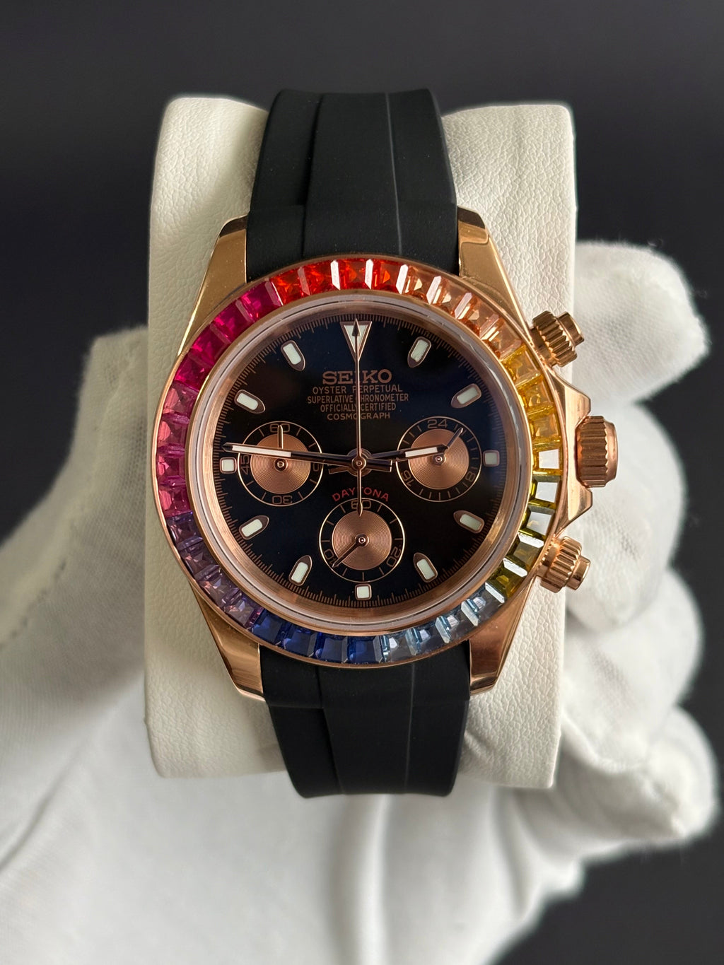 Seiko Mod Daytona Oysterflex | Black Rainbow